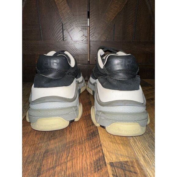 Balenciaga Triple S Black/Noir/Bordeaux/Burgundy Suede Nylon Men’s Size 6US - Picture 9 of 15